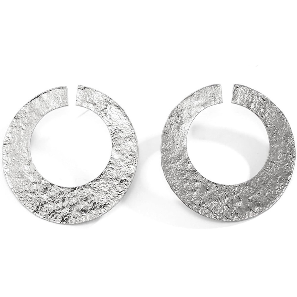 Silver Hoop Statement Earrings - Picture 4 of 4